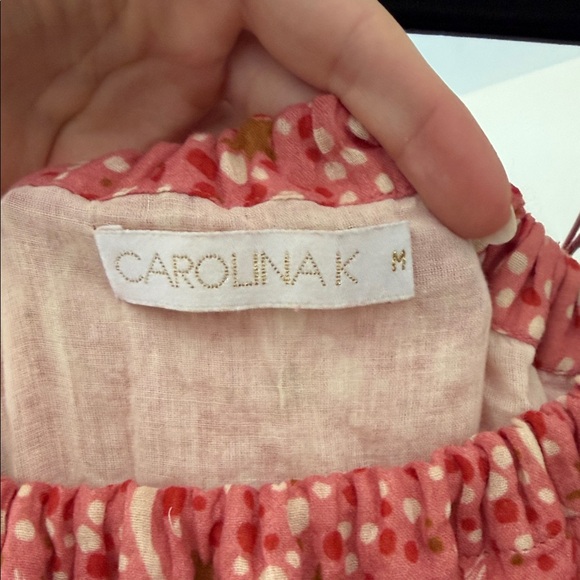 Floral Midi Dress in Tan and Pink - Picture 2 of 3